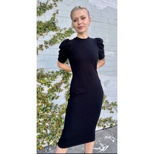 The Curve by Judani 3X Black‎ Midi Dress